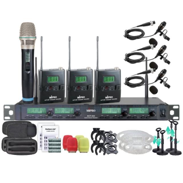 【MIPRO】MIPRO ACT-343 四頻道UHF 無線麥克風 搭配手持*1+領夾*3(音響設備)