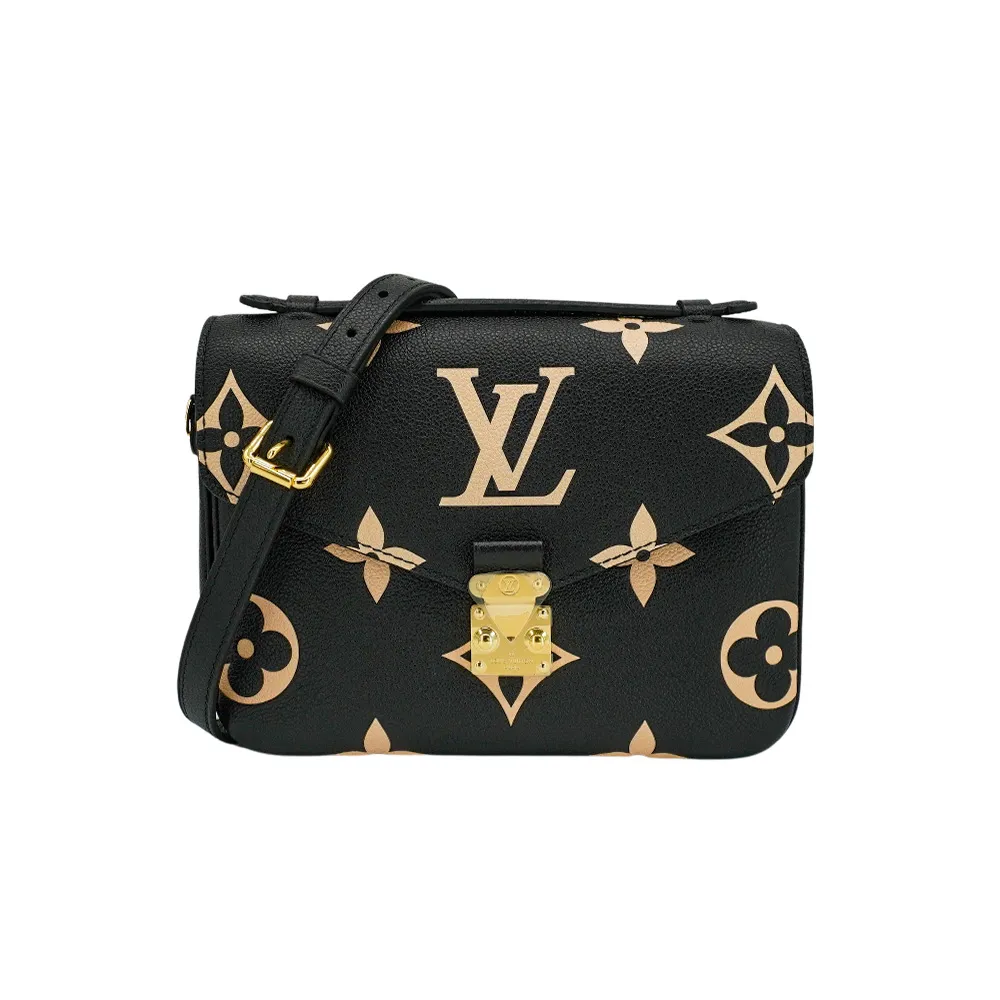 【Louis Vuitton 路易威登】Pochette M☆tis 壓花粒面牛皮雙色郵差包(M45773-黑)