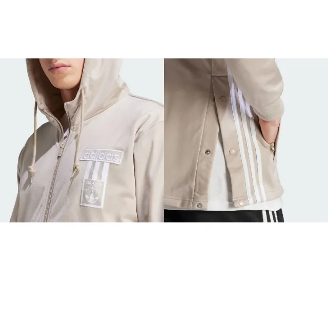 【adidas 愛迪達】外套 Adicolor Adibreak Jacket 男款 米白 寬鬆 三葉草 連帽外套 愛迪達(IN8078)