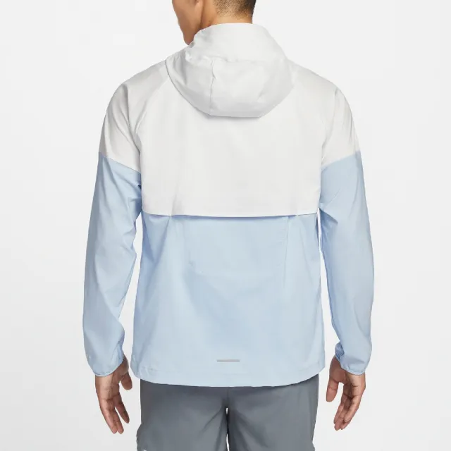 【NIKE 耐吉】外套 Windrunner Repel Jacket 男款 藍 白 防潑水 防曬 可收納 連帽外套(FB7541-094)