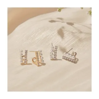 【OB 嚴選】排列珍珠鋯石925銀針耳環 《XA378》