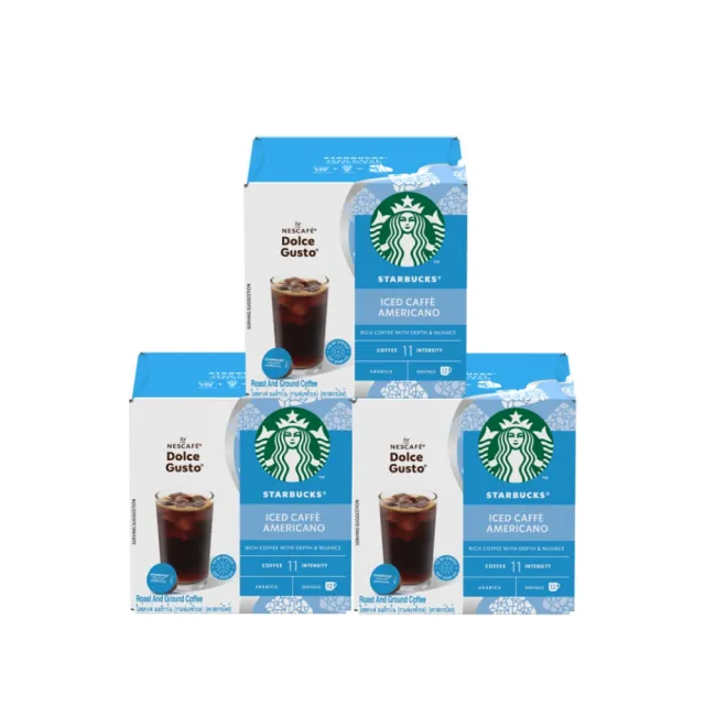 【NESCAFE Dolce Gusto】STARBUCKS 星巴克多趣酷思 特選冰美式咖啡膠囊12顆x3盒(適用雀巢多趣酷思咖啡機)