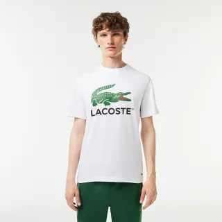 【LACOSTE】男裝-經典鱷魚印花純棉短袖T恤(白色)