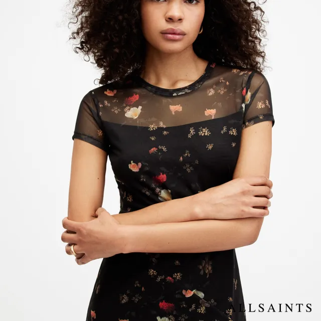 【ALLSAINTS】HANNA KORA 人造絲透膚花卉印花洋裝 W164DA(常規版型)