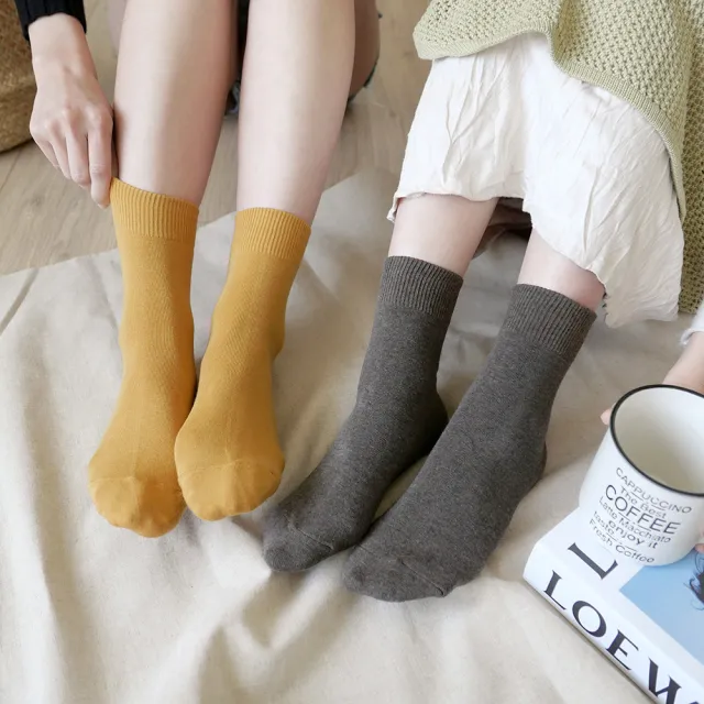 【哈囉喬伊】韓國襪子 小型縮口素色中筒襪 女襪 S17(正韓直送 韓妞必備 棉襪 長襪 韓國少女襪)