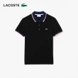 【LACOSTE】男裝-休閒翻羅紋領短袖Polo衫(黑色)