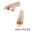 【MELROSE】美樂斯 夏日輕旅 清新寬版彈力繫帶楔型厚底拖鞋(橘)