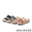 【MELROSE】美樂斯 夏日輕旅 清新寬版彈力繫帶楔型厚底拖鞋(橘)