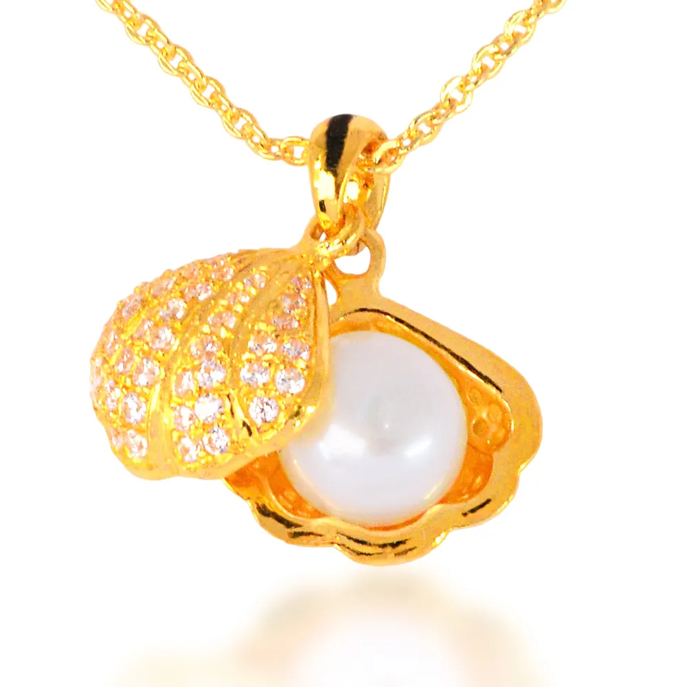 【福西珠寶】買一送一9999黃金墜飾 人魚眼淚貝殼珍珠墜飾(金重0.94錢+-0.03錢)