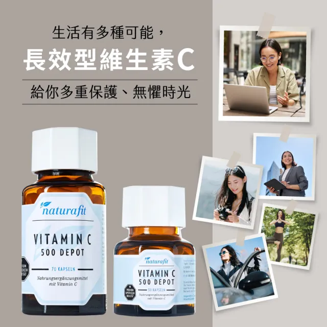 【德國 Natural Fit 活粒適】維生素C 長效緩釋型 30粒(緩釋型維他命C 抗氧化 膠原蛋白 促進補鐵吸收)