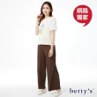 【betty’s 貝蒂思】網路獨賣★超彈鬆緊腰細褶直紋修身長褲(共四色)