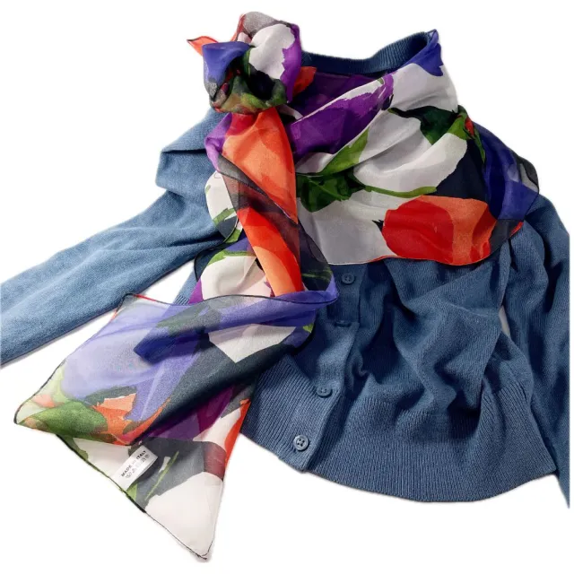 【iTa.a】100%義大利制造雪紡長方巾(時尚.機能.環保-歐洲工藝普及版A32)