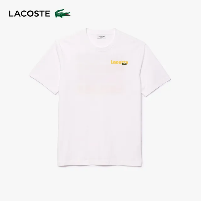 【LACOSTE】男裝-水洗效果Lacoste 印花短袖T恤(白色)