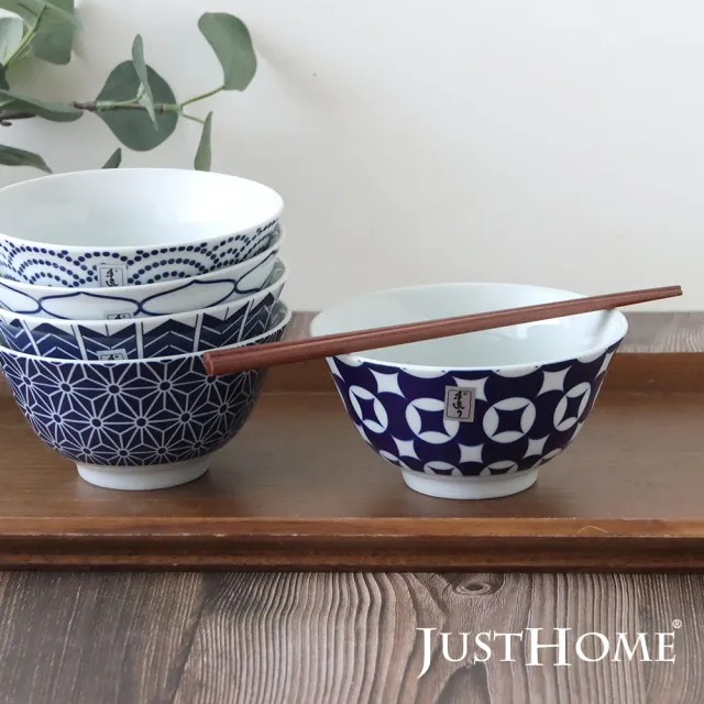 【Just Home】和風手繪陶瓷5吋飯碗5入組-附禮盒(碗 飯碗 中式碗 瓷碗 入厝禮)