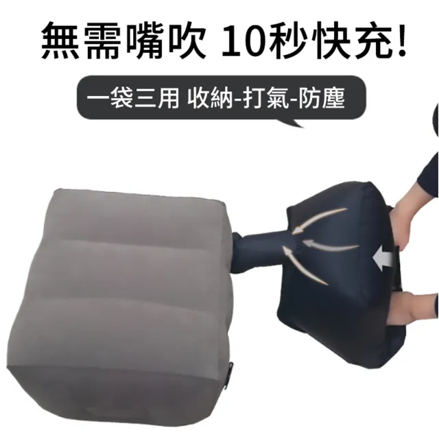 【SONYA】多功能充氣式擱腳墊 汽車腳墊 充氣抬腿枕 火車飛機旅途歇腳墊 附省力充氣包