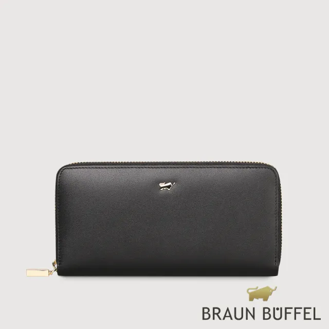 【BRAUN BUFFEL 德國小金牛】城市-A 8卡拉鍊長夾-黑色(BF841-602-BK) 錢包送禮推薦