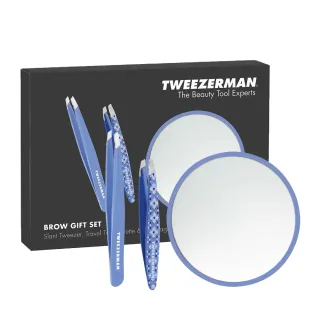 【Tweezerman】一手包辦眉鑷三件禮盒-復古藍(專櫃公司貨)