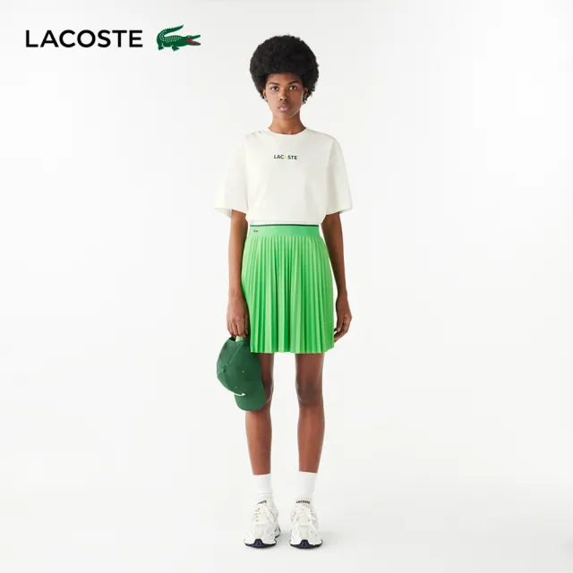 【LACOSTE】女裝-寬鬆輪廓俏皮印花短袖T恤(白色)