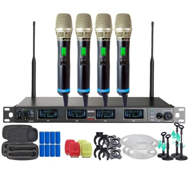 【MIPRO】MIPRO ACT-747 支援Type-C充電 四頻道UHF無線麥克風 搭配手持麥克風*4(音響設備)