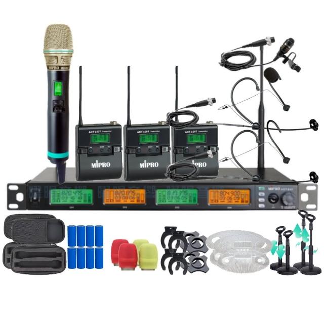 【MIPRO】MIPRO ACT-545 支援Type-C充電 四頻道UHF無線麥克風 搭配手持*1+領夾*1+頭戴*2(音響設備)