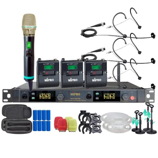 【MIPRO】MIPRO ACT-5814A 支援Type-C充電 四頻道5G無線麥克風 搭配手持*1+頭戴*3(音響設備)