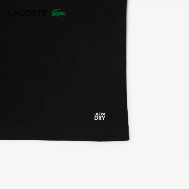 【LACOSTE】男裝-運動快乾鱷魚紋印花短袖T恤(黑色)