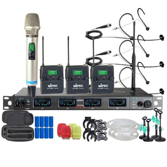 【MIPRO】MIPRO ACT-848 支援Type-C充電 四頻道數位無線麥克風 搭配手持*1+頭戴*3(音響設備)
