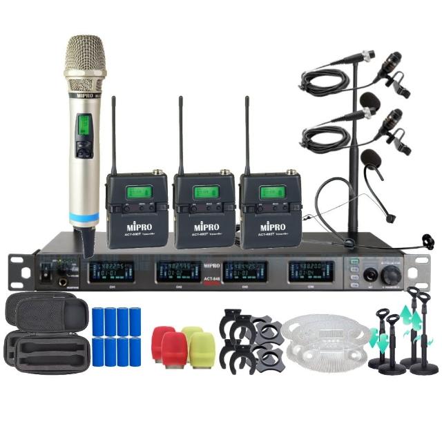 【MIPRO】MIPRO ACT-848 支援Type-C充電 四頻道數位無線麥克風 搭配手持*1+領夾*2+頭戴*1(音響設備)