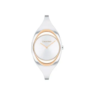 【Calvin Klein 凱文克萊】典雅氣質手環式腕錶 白鋼半金x銀面(25200424)