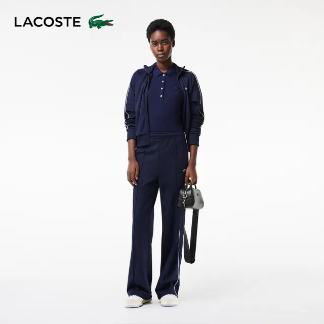 【LACOSTE】女裝-緊身彈性棉短袖Polo衫(海軍藍)