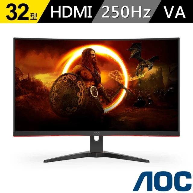 AOC C32G2ZE2 32型 VA FHD 250Hz 曲面電競螢幕(Adaptive-Sync/HDR10/0.5ms)