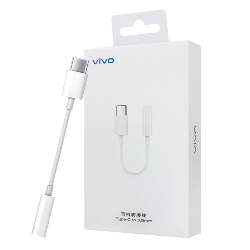 【vivo】原廠盒裝 USB-C 轉 3.5mm 耳機插孔轉接器 / 轉接線 - 白