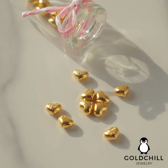 【GOLDCHILL JEWELRY】黃金幸運金豆1公克 愛心 星星 肉掌 多款選1(0.266錢±0.01)