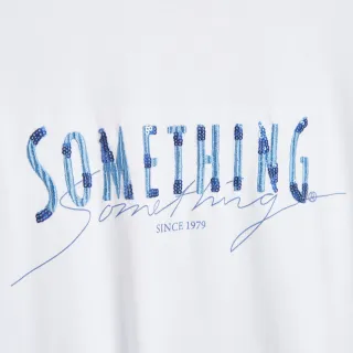 【SOMETHING】女裝 剪裁繡印花短袖T恤(白色)