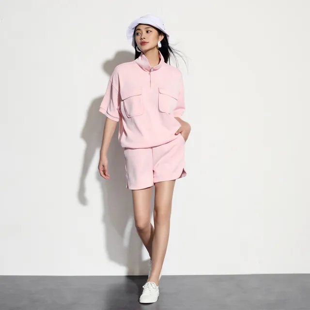 【GAP】女裝 Logo防曬立領短袖T恤-粉色(520595)