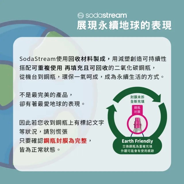 【Sodastream】二氧化碳交換快扣鋼瓶 425g(須有快扣空鋼瓶供交換滿鋼瓶)