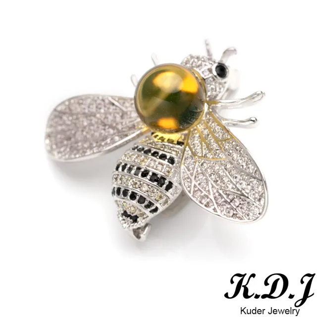 【K.D.J 圓融珠寶】天然藍珀蜜蜂胸針(可當墜飾)