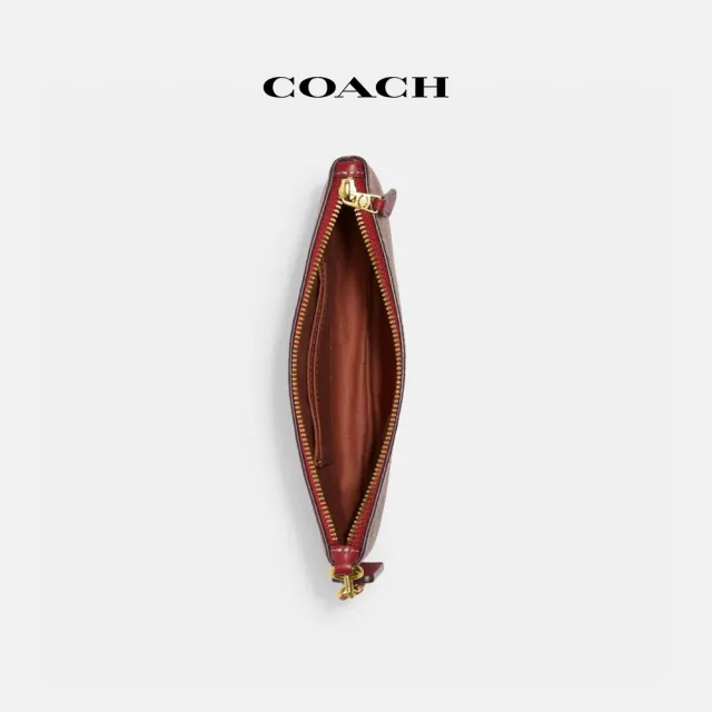 【COACH蔻馳官方直營】經典Logo 心形印花手腕包-B4/棕黃紅蘋果色(CF265)