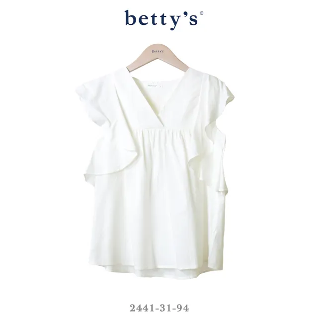 【betty’s 貝蒂思】古錐荷葉邊拼接V領無袖上衣(共二色)