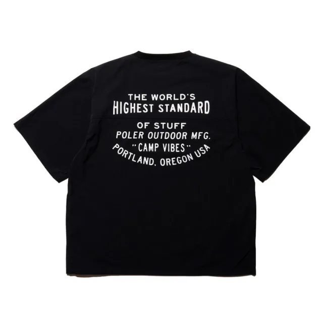 【POLER STUFF】日本限定 STRETCH RIP NYLON BAGGY 戶外工裝風彈性抗撕裂尼龍休閒上衣 / 時尚寬版(黑色)