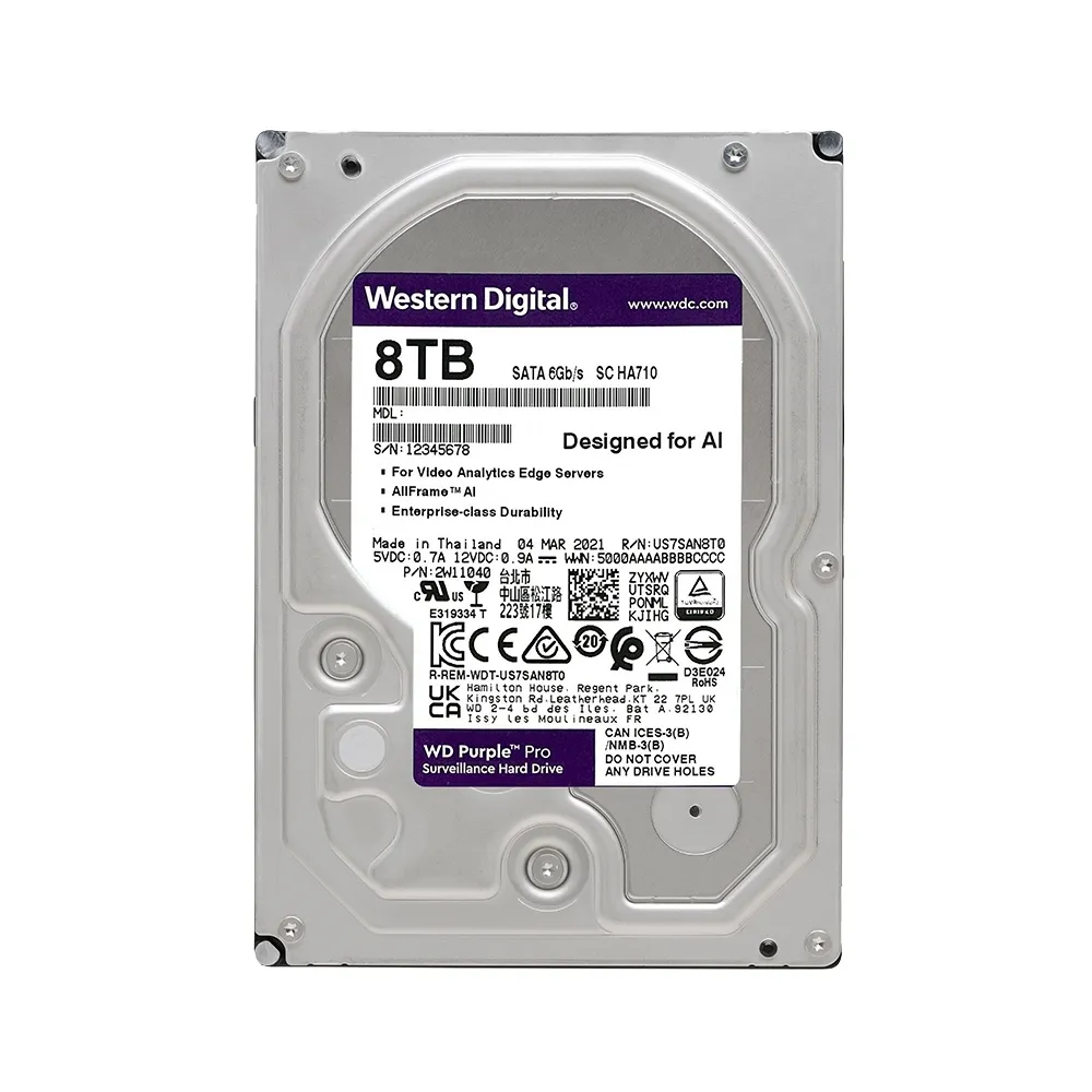 【WD 威騰】WD8002PURP 紫標Pro 8TB 3.5吋監控系統硬碟