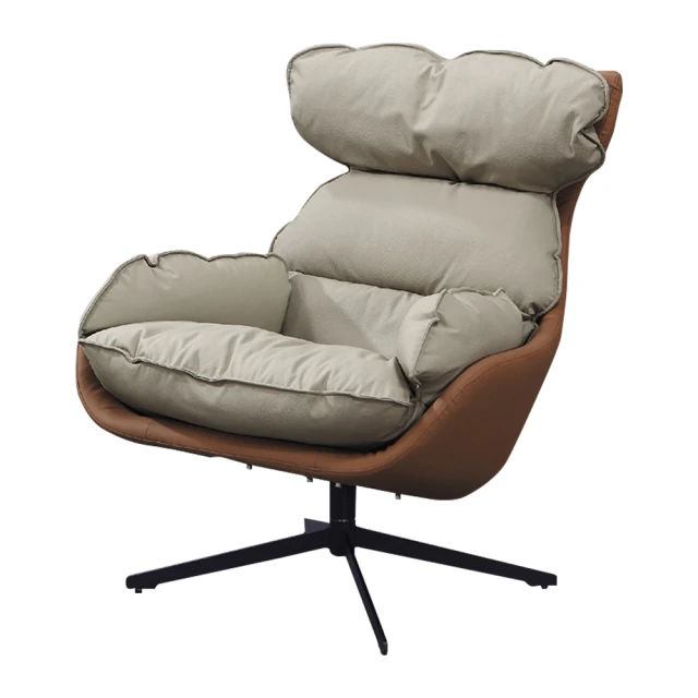 BODEN 路斯科技皮革休閒扶手單人旋轉椅/造型沙發椅/商務