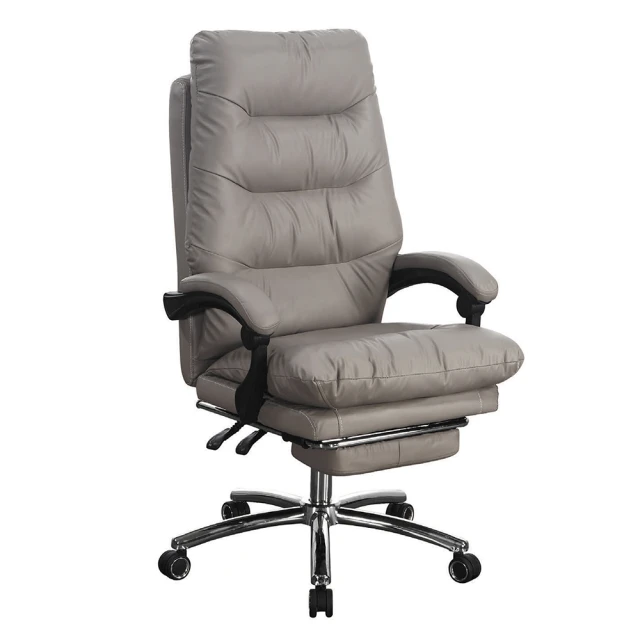BODEN 克洛伊灰色皮革電腦辦公椅/主管椅/人體工學椅-收