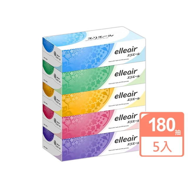 日本大王 elleair 柔膚盒裝面紙 180抽x5盒