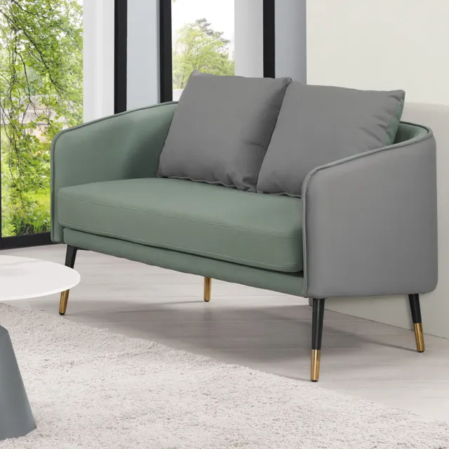 【BODEN】約瑟芬綠灰色科技布面沙發雙人座/二人座沙發椅