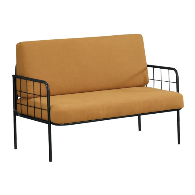 【BODEN】雷森工業風絨布面沙發雙人座/二人座沙發椅-附抱枕(兩色可選)