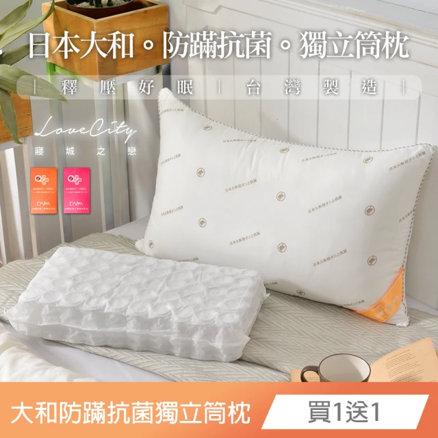 寢城之戀 買1送1 台灣製造 日本大和防蹣抗菌獨立筒釋壓枕(17cm)