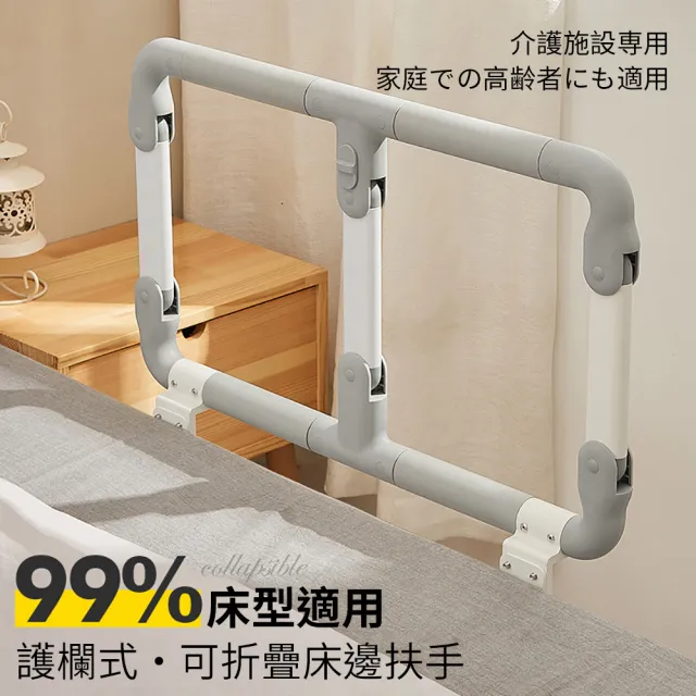 納美生醫科技 日式老人孕婦折疊床邊扶手  防摔床邊護欄  安全扶手(加寬左右折疊 日本照護愛用款)
