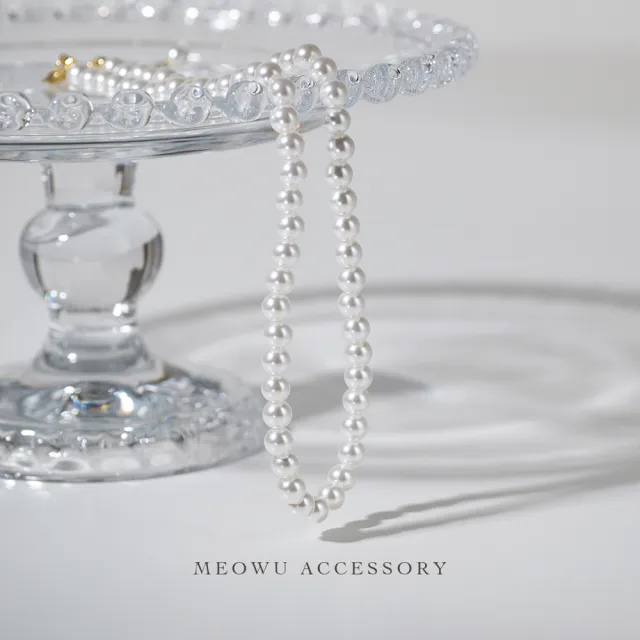 【MEOWU】NC1436 A級玻璃珍珠項鍊 8mm(NC1436)