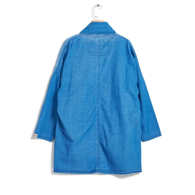 【EDWIN】江戶勝 女裝 靛藍系列 扎染絲瓜領罩衫(拔洗藍)